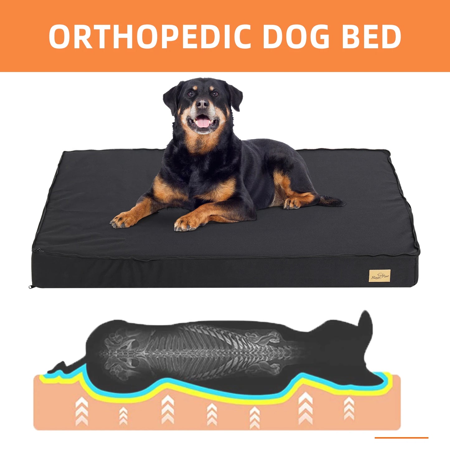 Orthopedic Dog Bed: Large Size, Waterproof, Non-Slip, Machine Washable