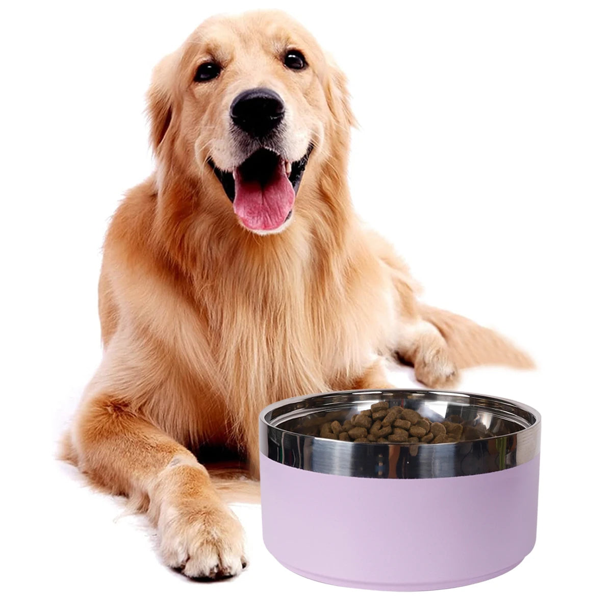 A stylish, non-slip stainless steel pet bowl for cats and dogs, perfect for indoor and outdoor use.