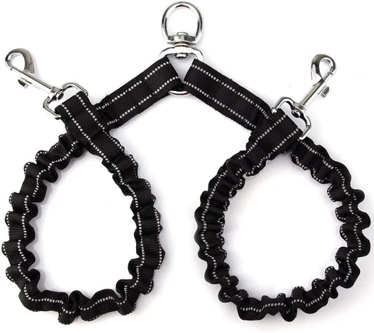 Double Dog Leash: No-Tangle, Reflective and Shock Absorbing