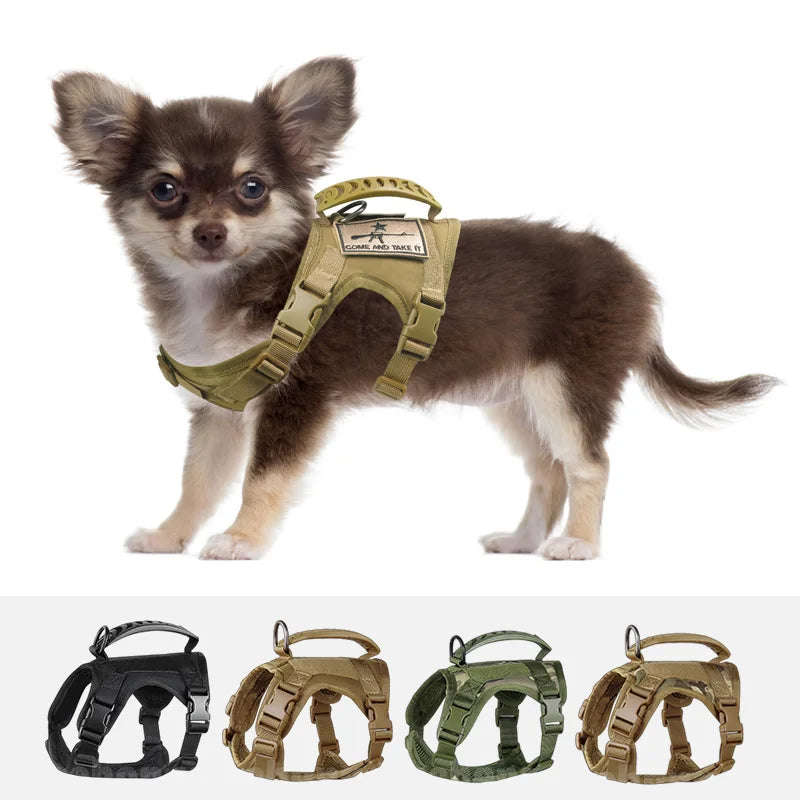 Small Dog Tactical Vest Training Harness with Rubber Handle