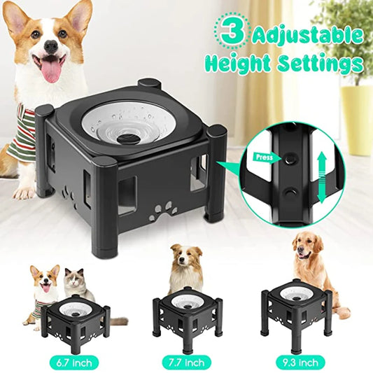 Elevated Adjustable Dog Bowl, Slow Feeder, and Water Bowl with Spill-Proof, Non-Slip Design