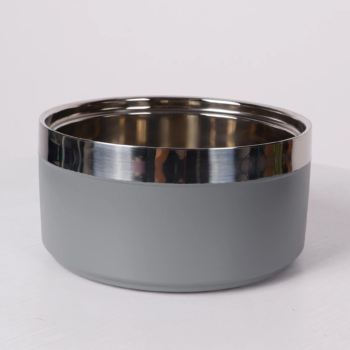 A stylish, non-slip stainless steel pet bowl for cats and dogs, perfect for indoor and outdoor use.