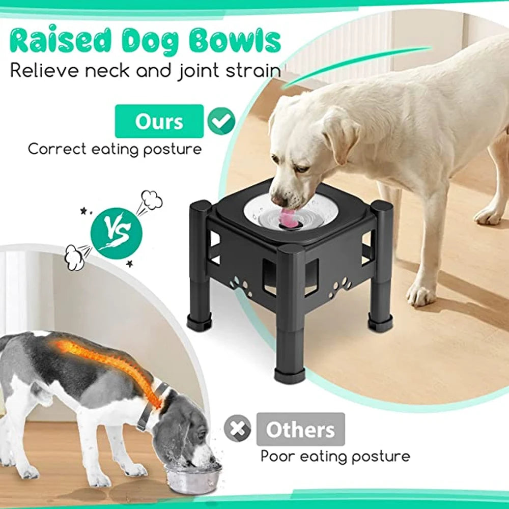 Elevated Adjustable Dog Bowl, Slow Feeder, and Water Bowl with Spill-Proof, Non-Slip Design