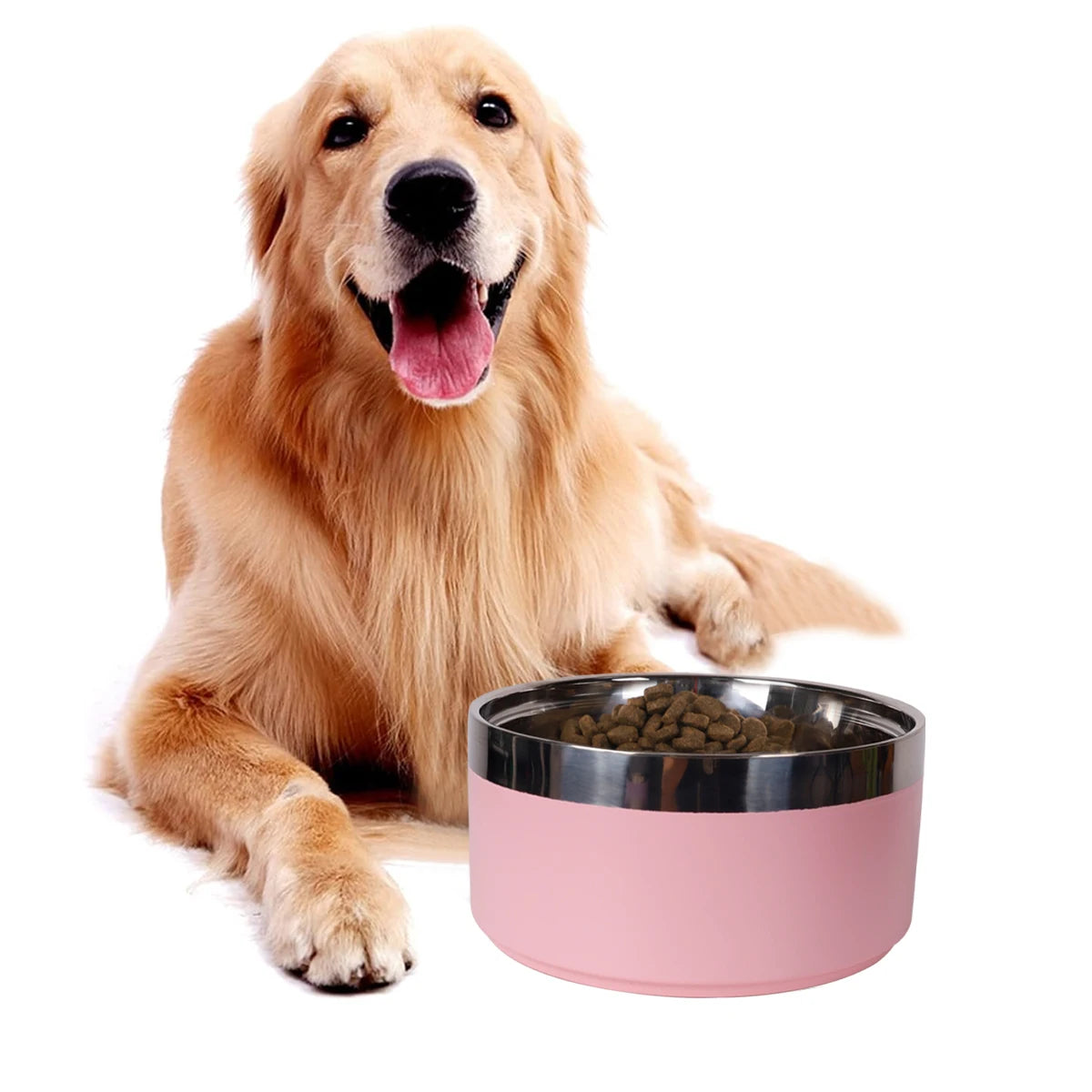 A stylish, non-slip stainless steel pet bowl for cats and dogs, perfect for indoor and outdoor use.